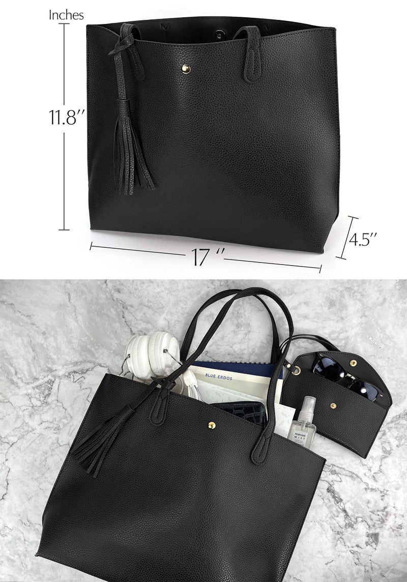 Hoxis Minimalist Clean Cut Pebbled Faux Leather Tote Womens Shoulder Handbag (New Beige) - Image 4